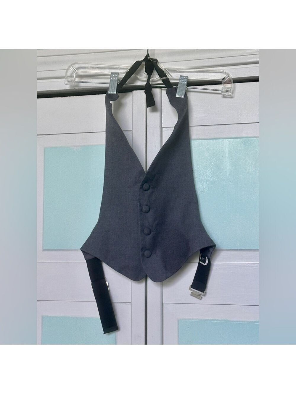 Kids Boys Steel Gray Grey Charcoal Vest Wedding Fits sizes 8 8 10 12 adjustable